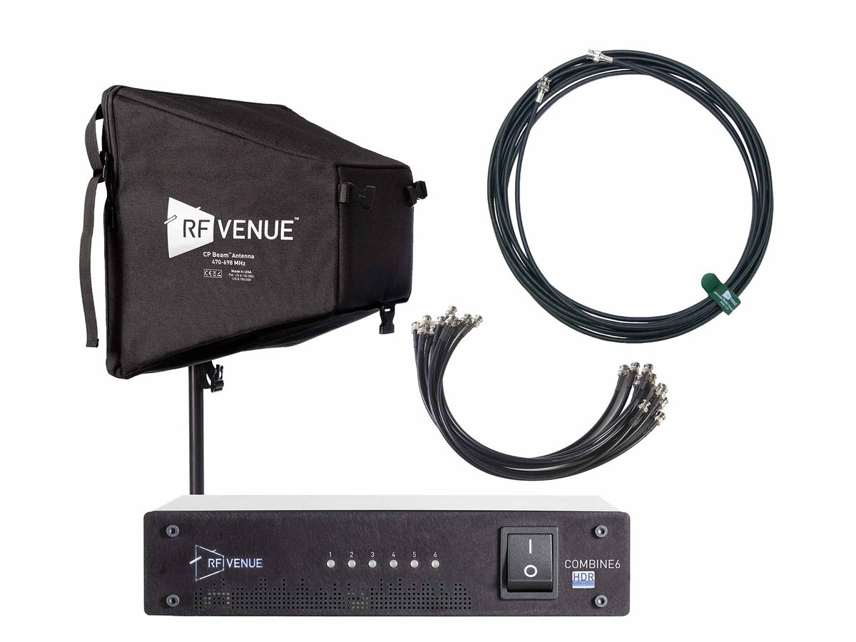RF Venue COMB6CPB HDR 6-Channel IEM Transmitter Combiner with CP Beam Antenna - Black