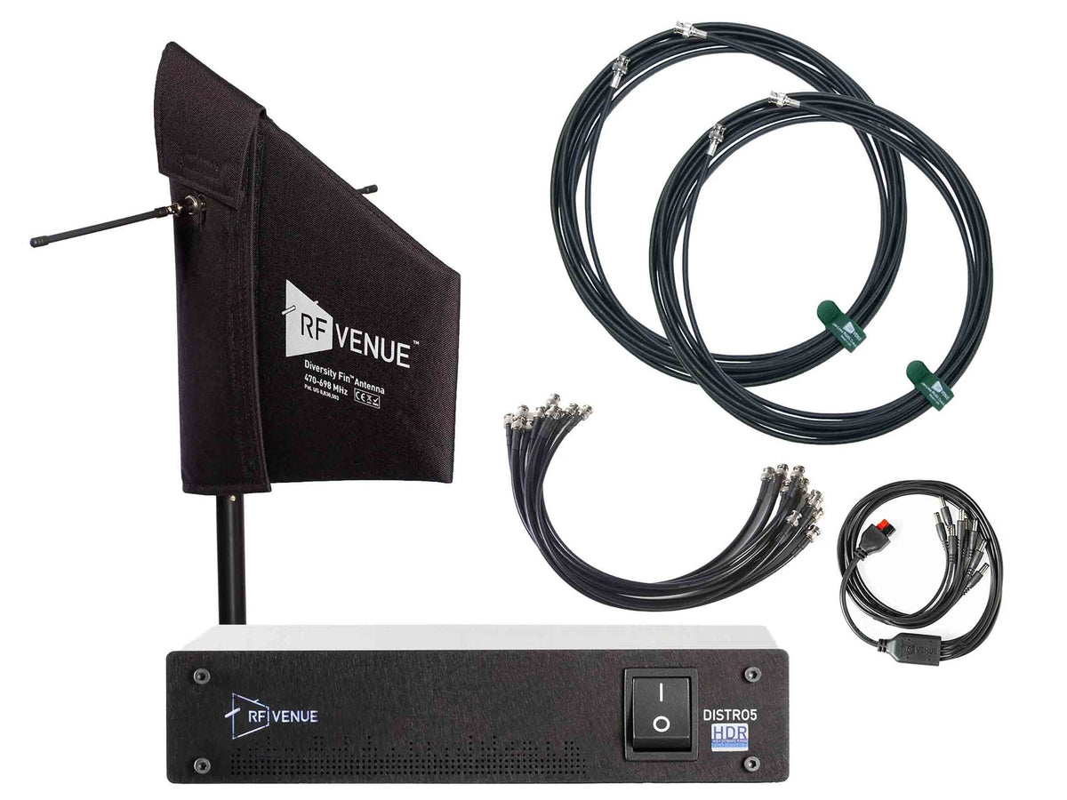 RF Venue DFIND5 5-Channel Wireless Mic Upgrade Pack with Diversity Fin Antenna