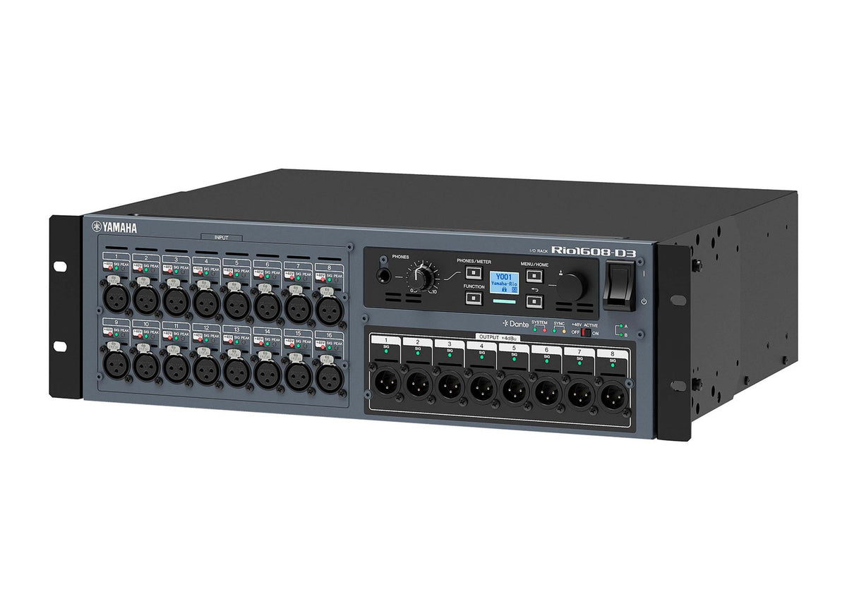 Yamaha Rio1608 D3, 16x8 Dante I/O Rack with 16 Inputs and 8 Outputs, view 4
