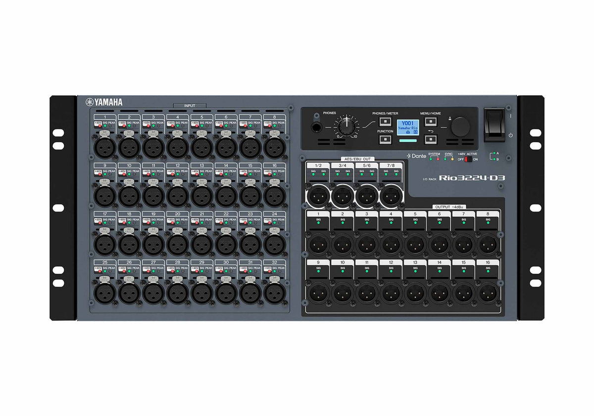 Yamaha Rio3224 D3, 32x16 Dante I/O Rack with 8 AES EBU Outputs, view 2