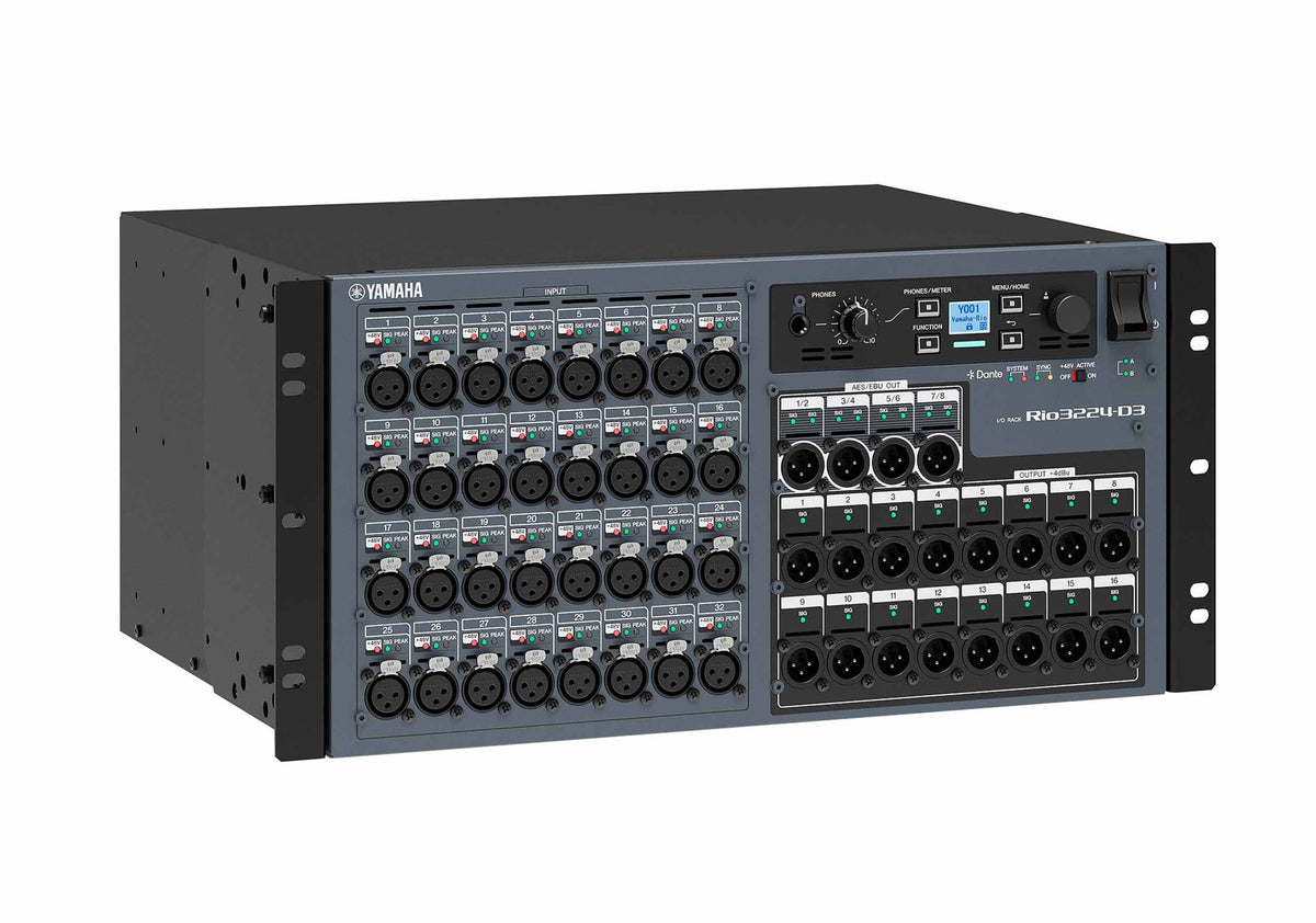 Yamaha Rio3224 D3, 32x16 Dante I/O Rack with 8 AES EBU Outputs