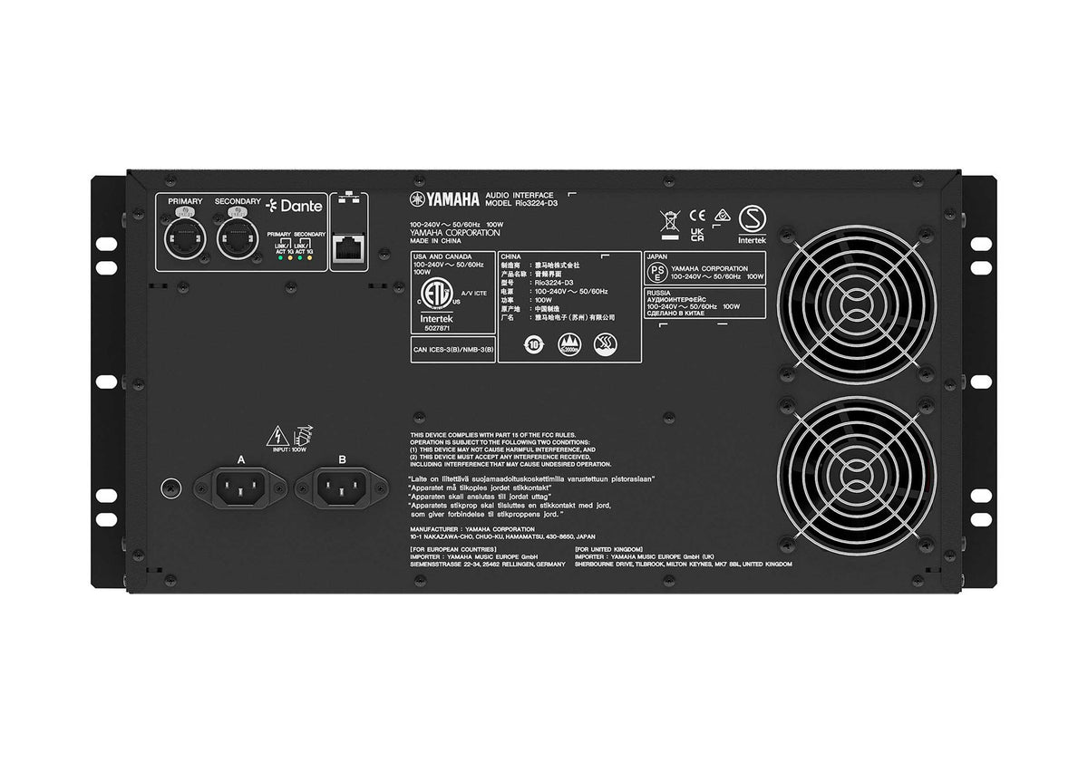 Yamaha Rio3224 D3, 32x16 Dante I/O Rack with 8 AES EBU Outputs, view 5