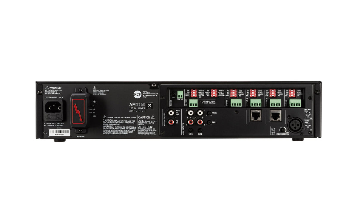 RCF AM2160 4-Input Digital Mixer Amplifier, 4 Ohm/70/100V - 320 W, view 5