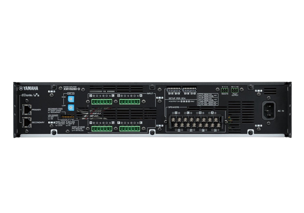 Yamaha XMV8280-D 8-Channel Dante-Equipped Powered Amplifier - 2240W, view 2