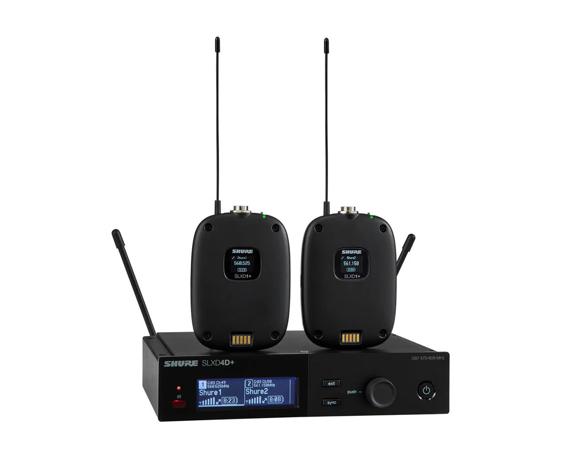 Shure SLXD14D+ Dual Wireless Bodypack System - G57: 470 to 608 MHz