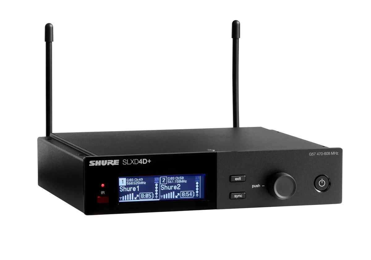 Shure SLXD4D+ Dual Channel Digital Wireless Receiver - G57 (470 to 608 MHz)