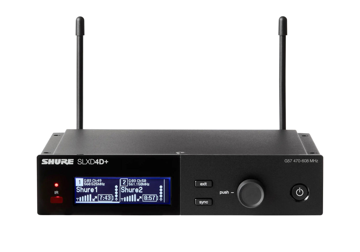 Shure SLXD4D+ Dual Channel Digital Wireless Receiver - G57 (470 to 608 MHz), view 2