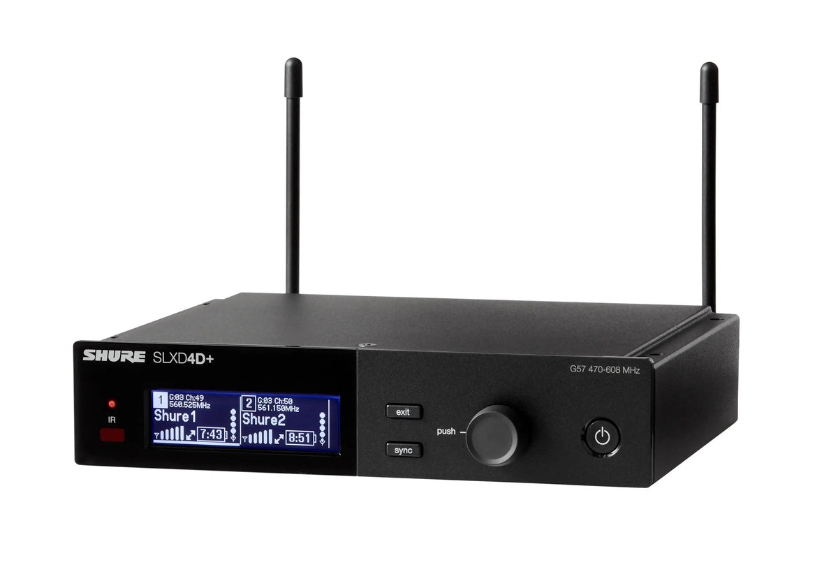 Shure SLXD4D+ Dual Channel Digital Wireless Receiver - G57 (470 to 608 MHz), view 3