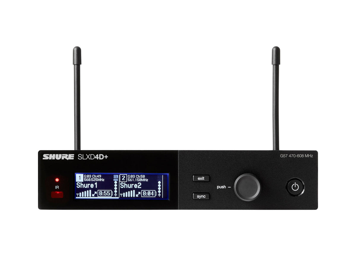 Shure SLXD4D+TA Dual-Channel Wireless Receiver - G57 (470-608 MHz), view 3