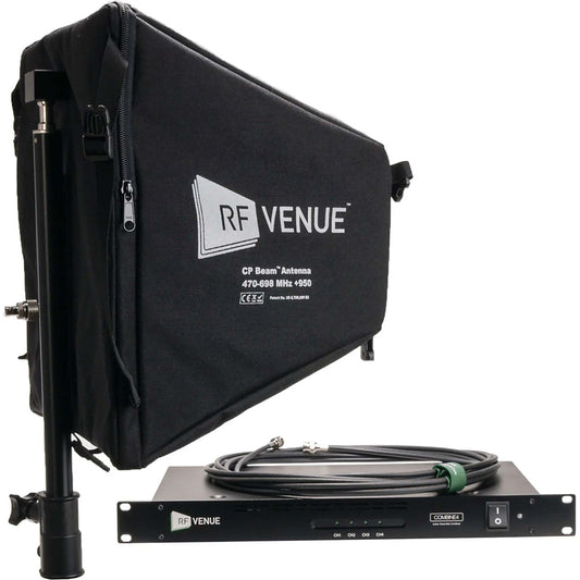 RF Venue COMB4CPB 4-Channel Antenna Combiner Bundle with CP Beam Antenna and Cables