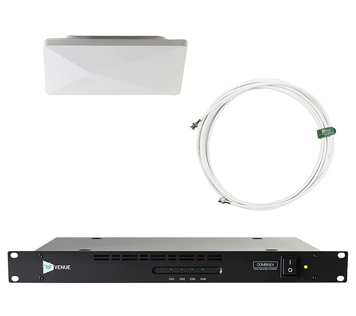 RF Venue COMB4CP-ARC 4-Channel IEM Antenna Combiner with CP Architectural Antenna