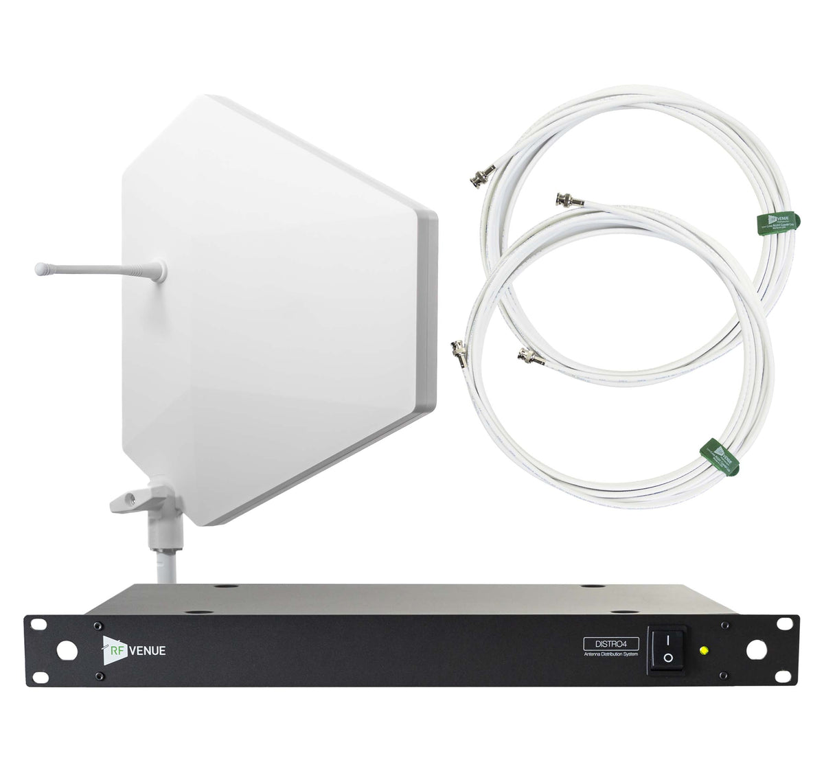 RF Venue DFIN-IPXWDISTRO4 4-Channel Wireless Mic Upgrade Pack with Diversity Fin IPX Antenna, White