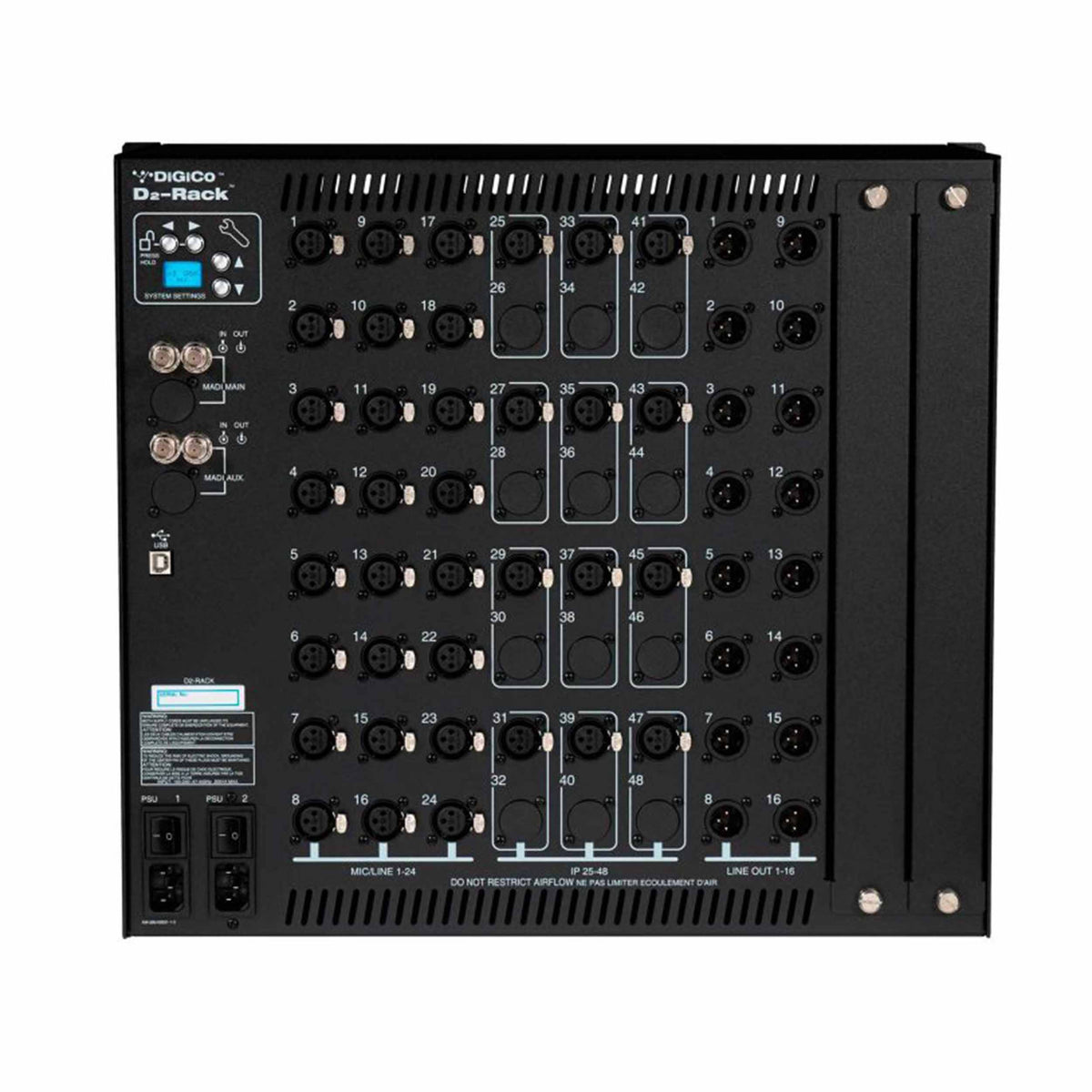 DiGiCo X D2 DI C, D2 Rack with 24 Analogue and 24 AES Inputs and RJ45 MADI, view 2