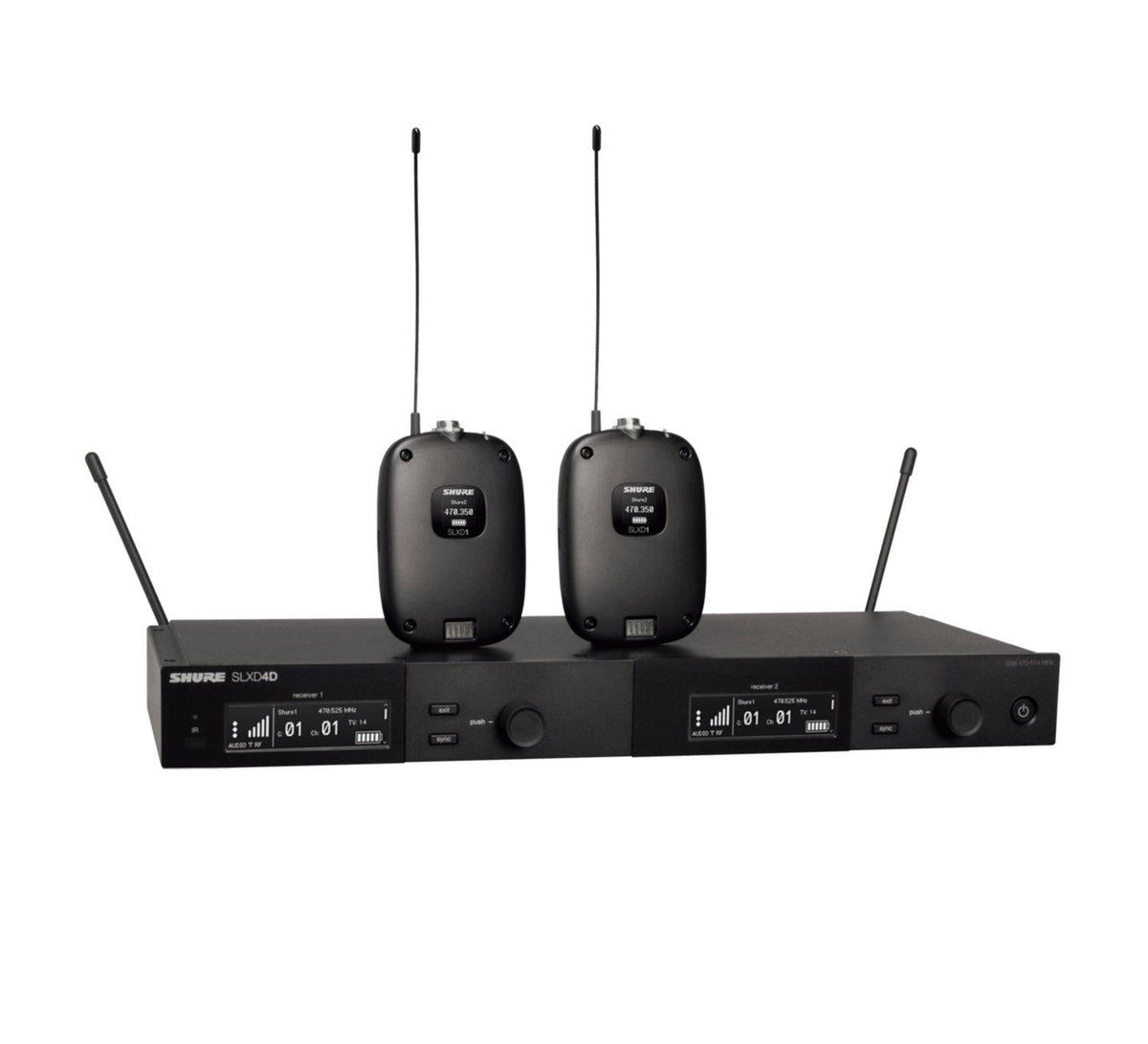 Shure SLXD14D Dual Wireless System w/ Two SLXD1 Bodypack Transmitters, view 3