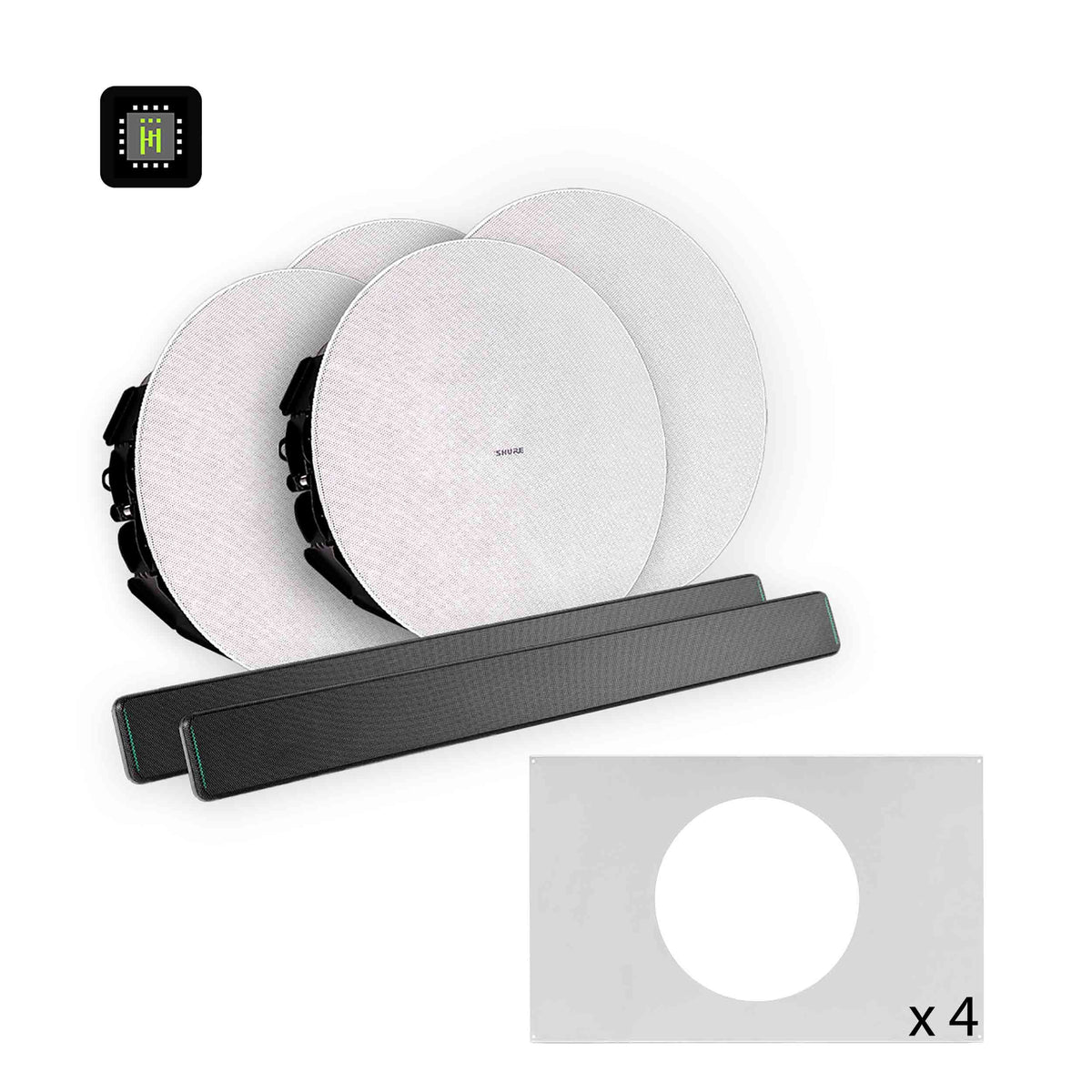Shure 712L B-V Ecosystem Pkg w/ Mic & Ceiling Speakers & Tile Speaker