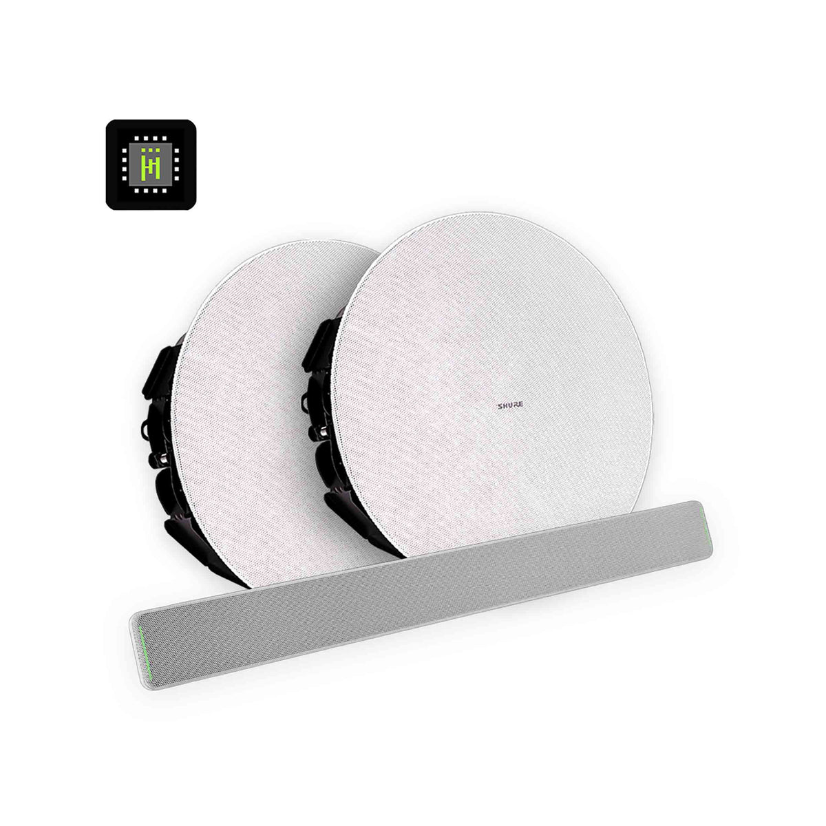 Shure 712M W-V Ecosystem Pkg w/ Mic & Ceiling Speakers & Tile Speaker